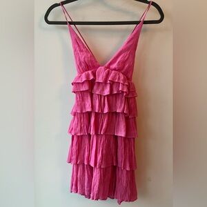 🆕 Mustard Seed Pink Ruffle Mini Dress Size S P2P 13” | 410